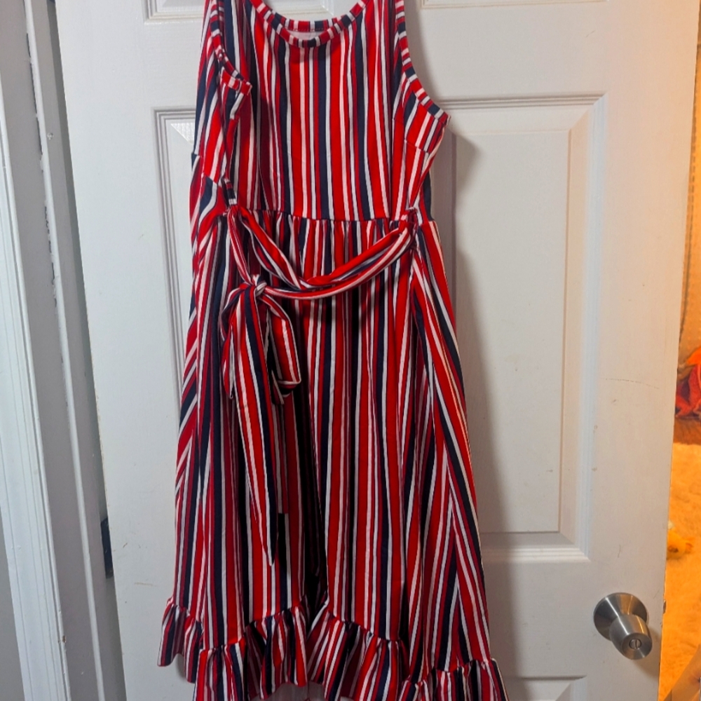 Sparkle in Pink Dress (Red, White & Blue Stripes)